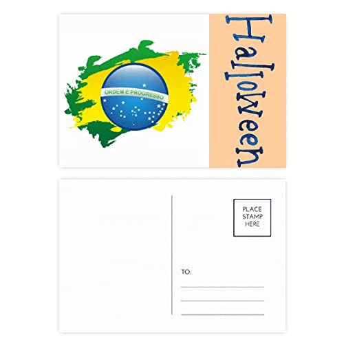 Bandera de Brasil Cultura Elemento Mapa de Halloween Postal Set Gracias Tarjeta Postal Lateral 20pcs