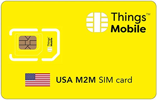 Tarjeta SIM M2M para Estados Unidos - Things Mobile - Cobertura Global, Red multioperador GSM/2G/3G/4G, sin costes fijos, sin vencimiento. 10€ de crédito Incluido