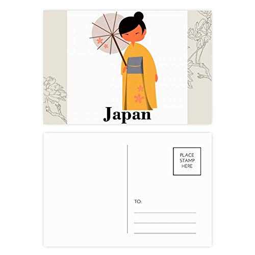 DIYthinker Mujeres tradicional japonesa Código Postal de la flor vestido Set Gracias tarjeta de correo lateral 20Pcs 5,7 pulgadas x 3,8 pulgadas Multicolor