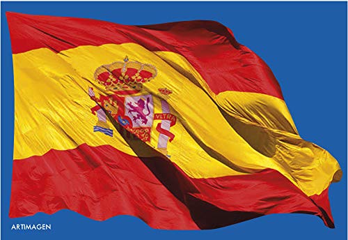 Postal Bandera de España ondeando 16x11 cm.
