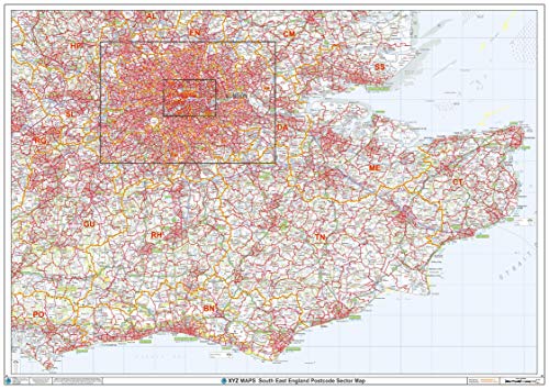 South East England Código Postal Sector Wall Map (S4) - 47