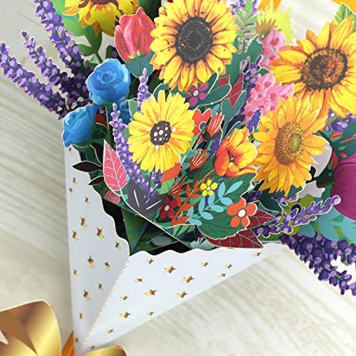 Tarjeta Felicitación 3D Pop Up Flores para Cumpleaños San Valentin Postal Profesora día Del Padre Madre