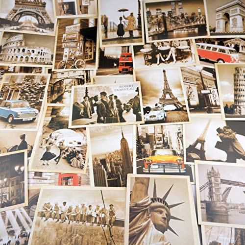 32Tarjetas postales,hojas postales, postales vintage, edificios antiguos europeos, postales de viaje (14 x 10 cm)